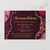 Red and Gold Agate Wedding Accommodations Begleitkarte (Vorderseite)