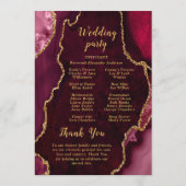 Red and Gold Agate Wedding Program Programm (Rückseite)