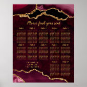 Red and Gold Agate Wedding Seating Chart Poster (Vorne)