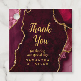 Red and Gold Agate Wedding Vielen Dank Geschenkanhänger