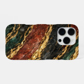 red and gold and dark green glitter marble iPhone hülle (Rückseite (Horizontal))