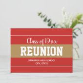 Red and Gold Any Year School Reunion Invitation Einladung (Stehend Vorderseite)