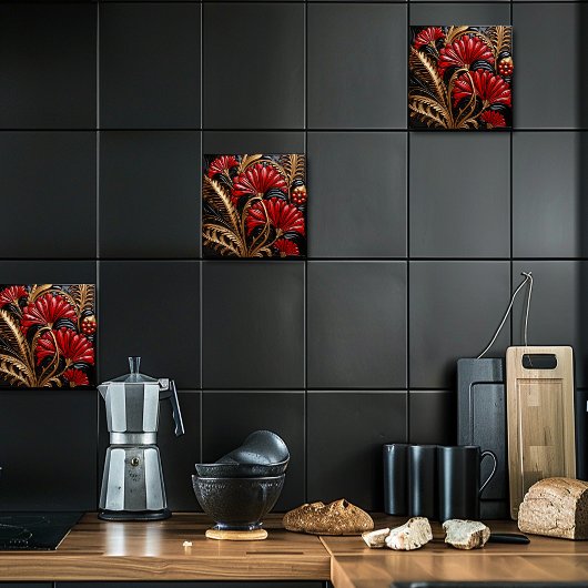Red and Gold Art Deco Fliese