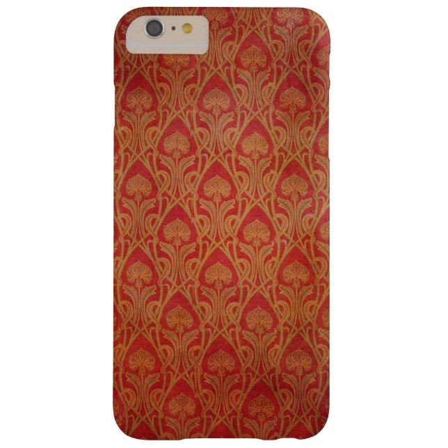 Red and Gold Art Nouveau Damask Case-Mate iPhone Hülle (Rückseite)