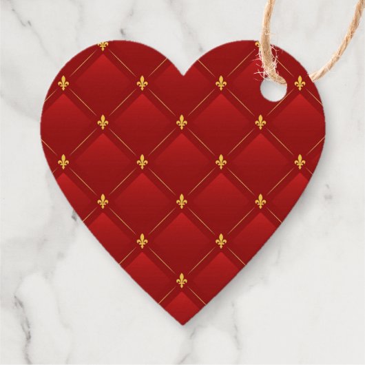 Red and Gold Art Nouveau Muster Paperweight Geschenkanhänger (Rückseite)