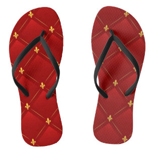 Red and Gold Art Nouveau Pattern Badesandalen
