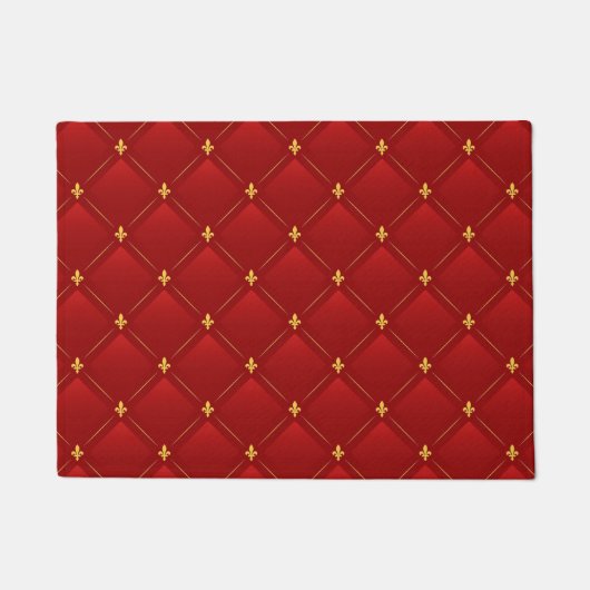 Red and Gold Art Nouveau Pattern Fußmatte (Vorderseite)
