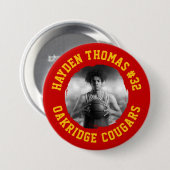 Red and Gold Athlete Name Jersey Number Foto Button (Vorne & Hinten)