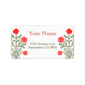 Red and Gold Baroque Etching Custom Address Label Adressaufkleber (Vorne)