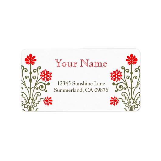 Red and Gold Baroque Etching Custom Address Label Adressaufkleber (Vorne)