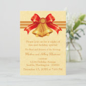 Red and Gold Bells Weihnachtsladen Einladung (Stehend Vorderseite)