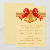 Red and Gold Bells Weihnachtsladen Einladung (Vorne/Hinten)