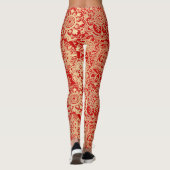 Red and Gold Boho Mandala Pattern Yoga Leggings (Rückseite)