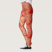 Red and Gold Boho Mandala Pattern Yoga Leggings (Links)