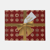 Red and Gold Bow Snowflake Frohe Weihnachtsfeier D Fußmatte (Vorderseite)
