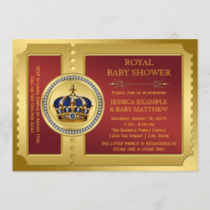 Red and Gold Boys Royal Baby Dusche Einladung