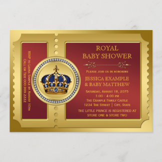 Red and Gold Boys Royal Baby Dusche Einladung