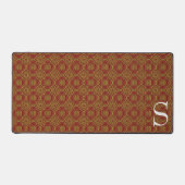 Red and Gold Brocade Mit Monogramm Schreibtischunterlage (Vorderseite)