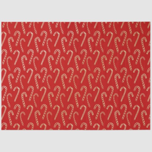 Red and Gold Candy Canes Red Christmas Seidenpapier (Vorderseite)