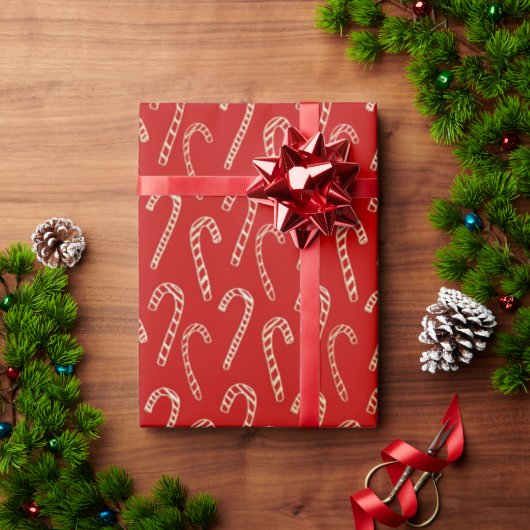 Red and Gold Candy Canes Weihnachtswrapping Paper Geschenkpapier (Feiertagsgeschenk)