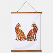 Red and Gold Cat Couple Wandteppich Mit Holzrahmen (Vorderseite)