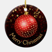 Red and Gold Christmas Baubles & Bokeh Keramik Ornament (Hinten)