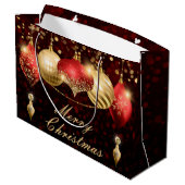Red and Gold Christmas Baubles Große Geschenktüte (Rückseite Schrägansicht)