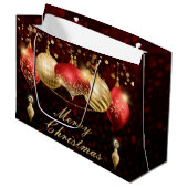 Red and Gold Christmas Baubles Große Geschenktüte (Vorderseite Schrägansicht)