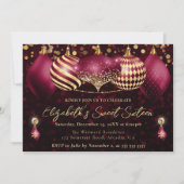 Red and Gold Christmas Baubles Sweet 16 Einladung (Vorderseite)