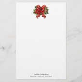 Red and Gold Christmas Bow Festival Briefpapier (Vorderseite)