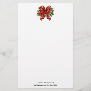 Red and Gold Christmas Bow Festival Briefpapier