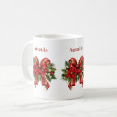 Red and Gold Christmas Bow Festival Kaffeetasse (Vorderseite Links)