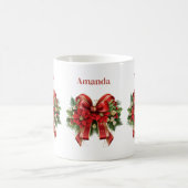 Red and Gold Christmas Bow Festival Kaffeetasse (Mittel)