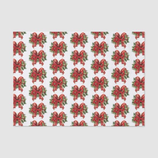 Red and Gold Christmas Bow Festive Patterns Seidenpapier (Vorderseite)