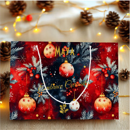 Red and Gold Christmas Geschenktasche mit festlich Große Geschenktüte
