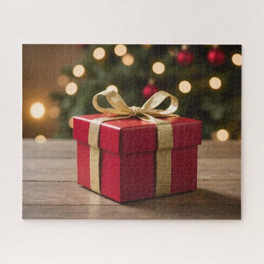 Red And Gold Christmas Gift Puzzle (Horizontal)