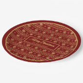Red and Gold Christmas Luxe Snowflake Paper Plates Pappteller (Schrägansicht)