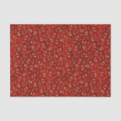 Red and Gold Christmas Musiknoten Muster Seidenpapier (Vorderseite)