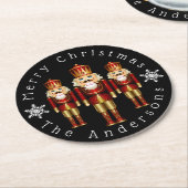 Red and Gold Christmas Nutcracker personalisieren Runder Pappuntersetzer (Angewinkelt)