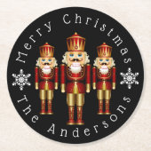 Red and Gold Christmas Nutcracker personalisieren  Runder Pappuntersetzer (Vorderseite)