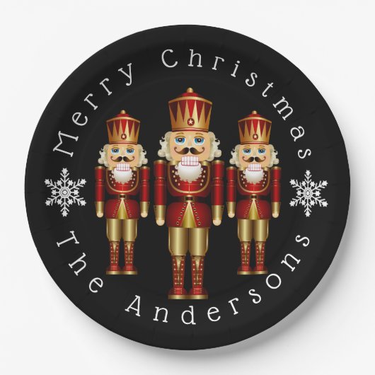 Red and Gold Christmas Nutcrackers  Pappteller (Vorderseite)