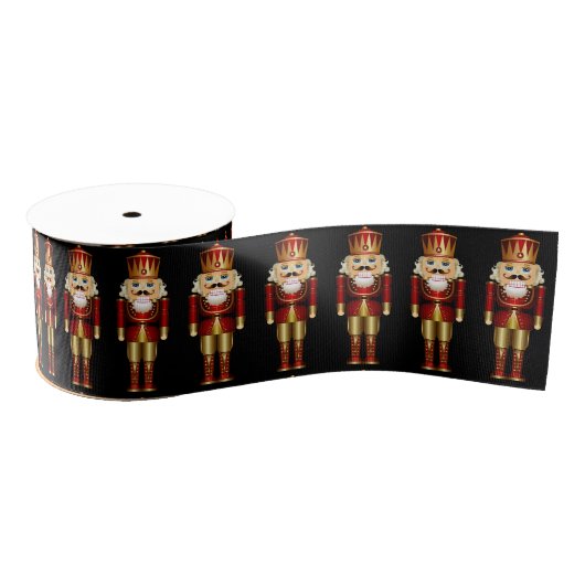 Red and Gold Christmas Nutcrackers Ripsband (Spule)