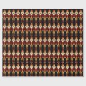 Red and Gold Christmas Nutcrackers Wrapping Paper Geschenkpapier (Flach)