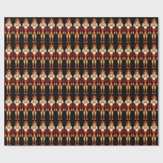 Red and Gold Christmas Nutcrackers Wrapping Paper Geschenkpapier (Flach)