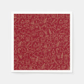Red and Gold Christmas Pattern | Napkin Serviette (Vorderseite)