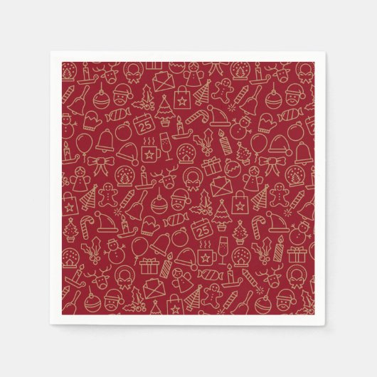 Red and Gold Christmas Pattern | Napkin Serviette (Vorderseite)