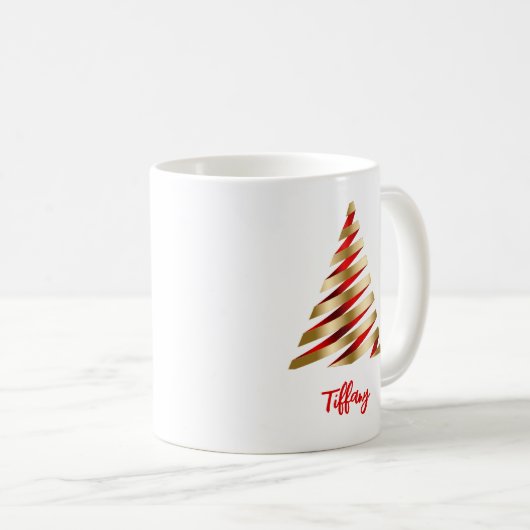 Red and Gold Christmas Tree Kaffeetasse (VorderseiteRechts)