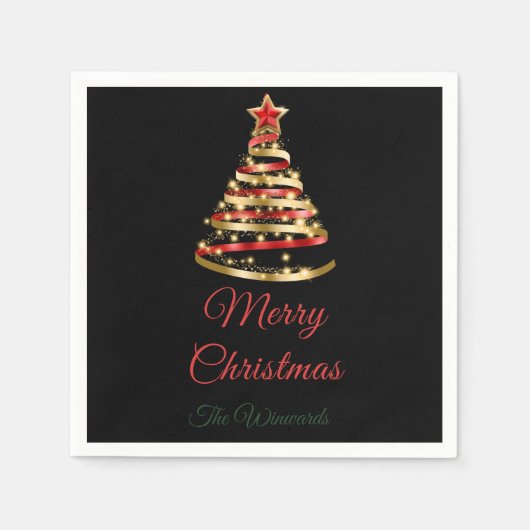Red and Gold Christmas Tree Serviette (Vorderseite)