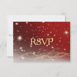 Red and Gold Christmas Wedding RSVP Karte