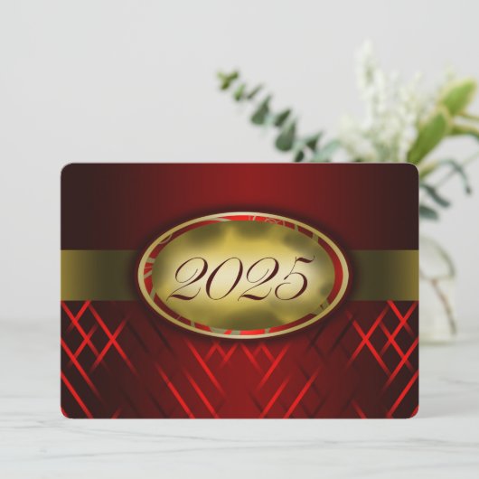 Red and Gold Class 2025 Einladung (Stehend Vorderseite)